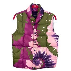 Land's End Women's Down Puffer Vest Multi Color Size M Fall Winter Dopamine